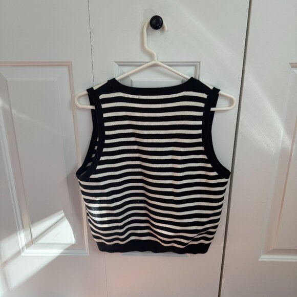 J. Crew Emilie Sweater Vest in Stripe, Black Ivory M - Picture 3 of 4